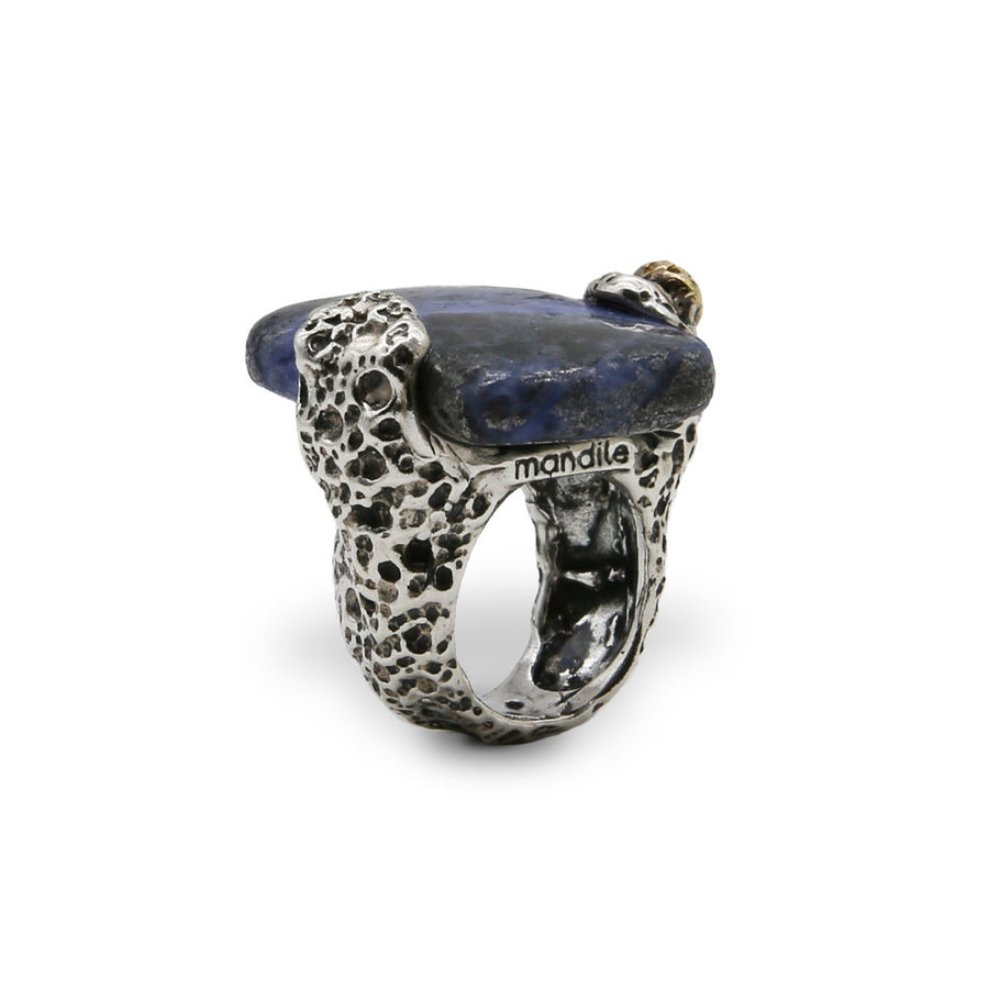 Maxi anello Cratere argento 925 bronzo pietra naturale  - AR075b
