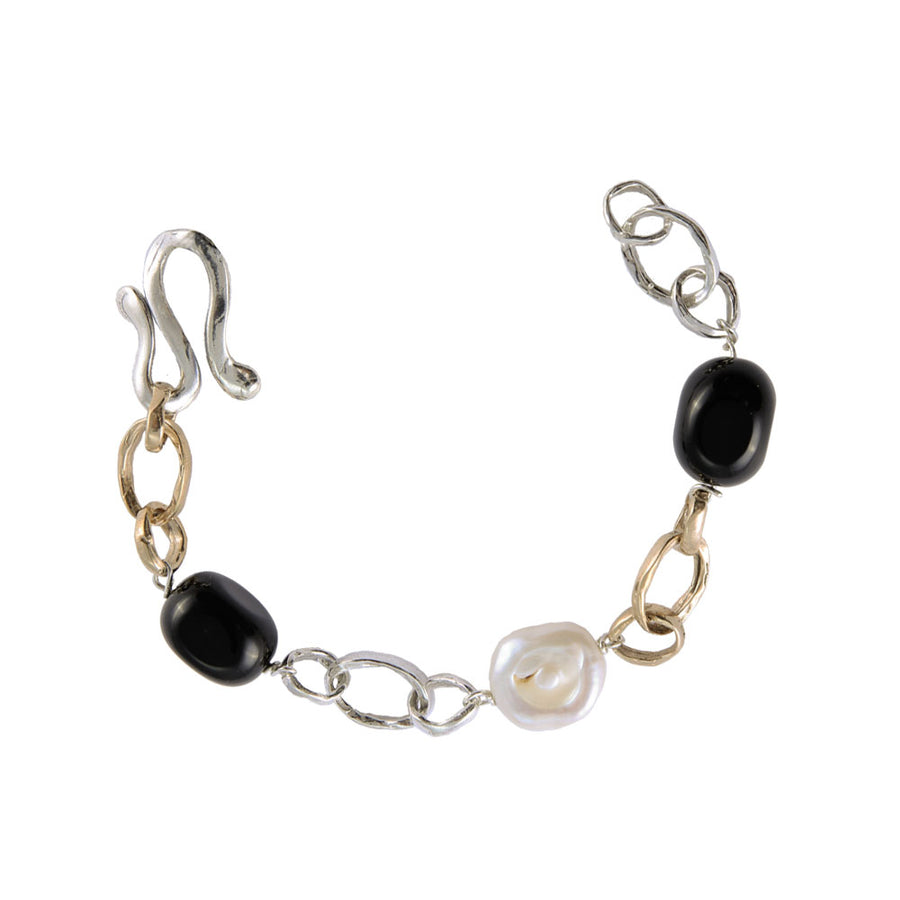 Bracciale catena argento 925 bronzo e pietre dure - BA002