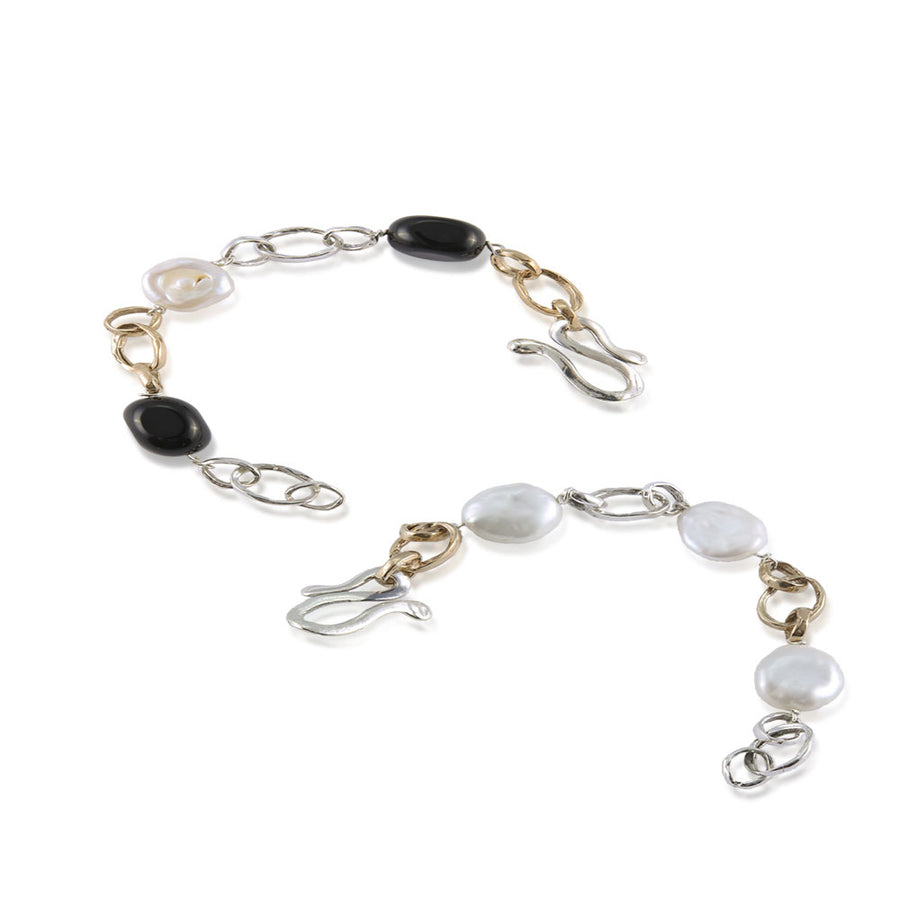 Bracciale catena argento 925 bronzo e pietre dure - BA002