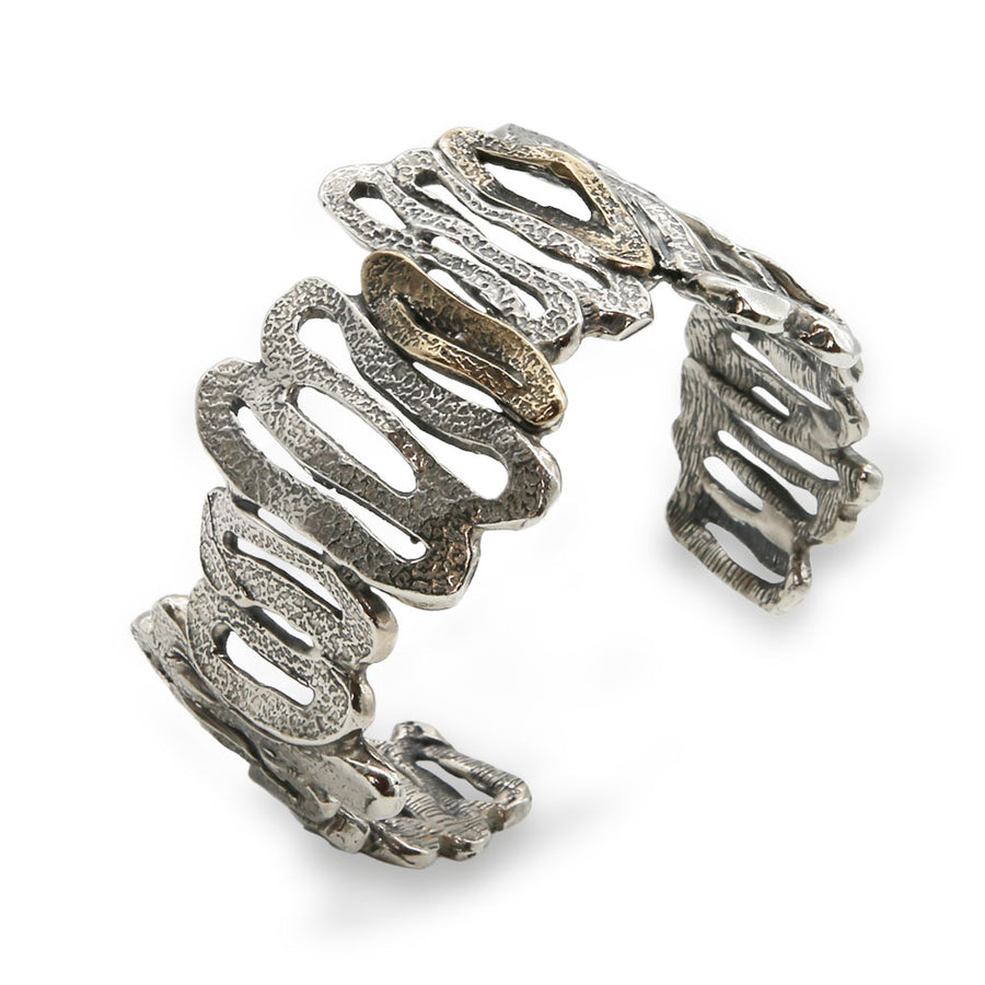 Bracciale rigido Losanghe argento 925 e  bronzo - BA024