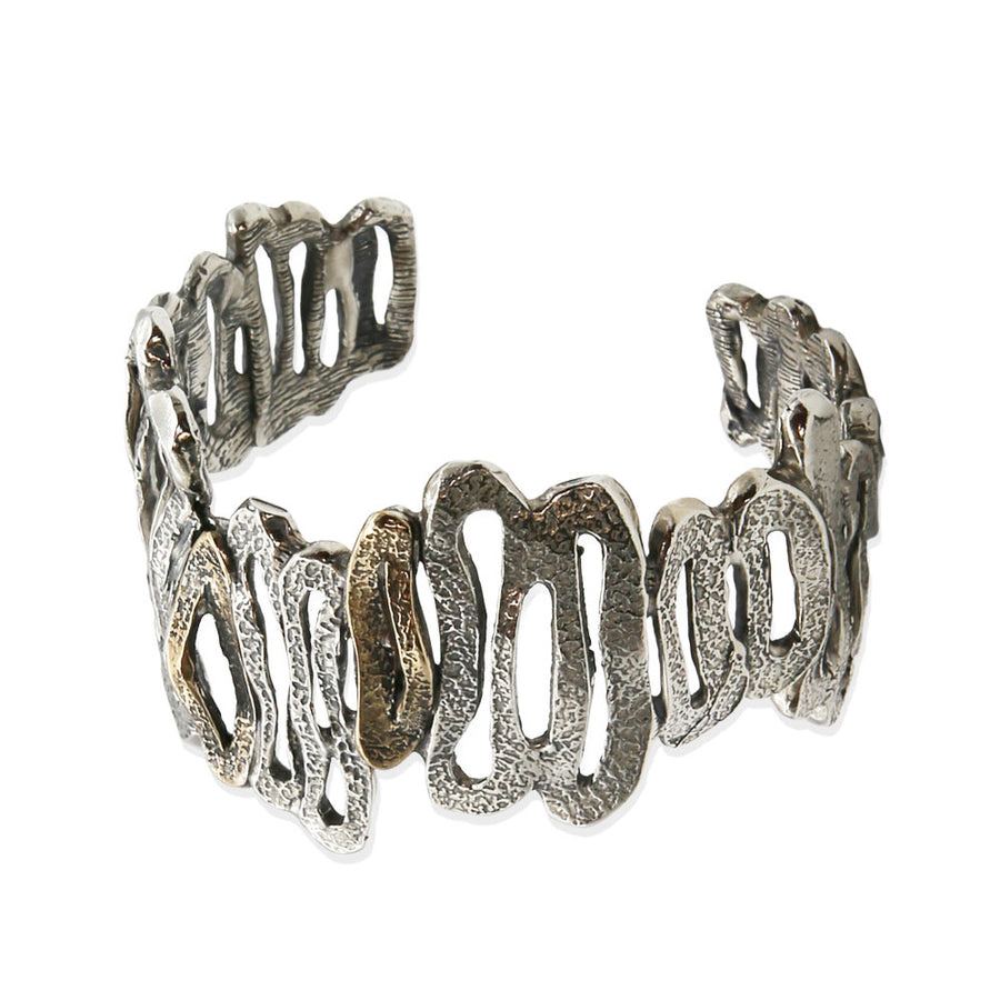 Bracciale rigido Losanghe argento 925 e  bronzo - BA024