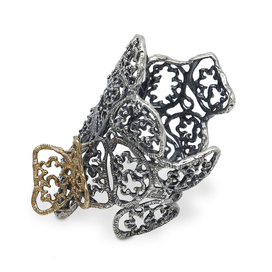 Bracciale rigido Farfalla argento 925 e bronzo - BA028