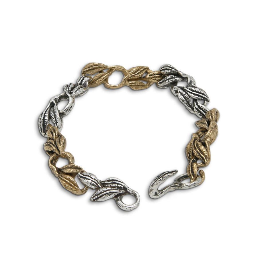 Bracciale  Regina snodato foglioline argento 925 e bronzo - BA031