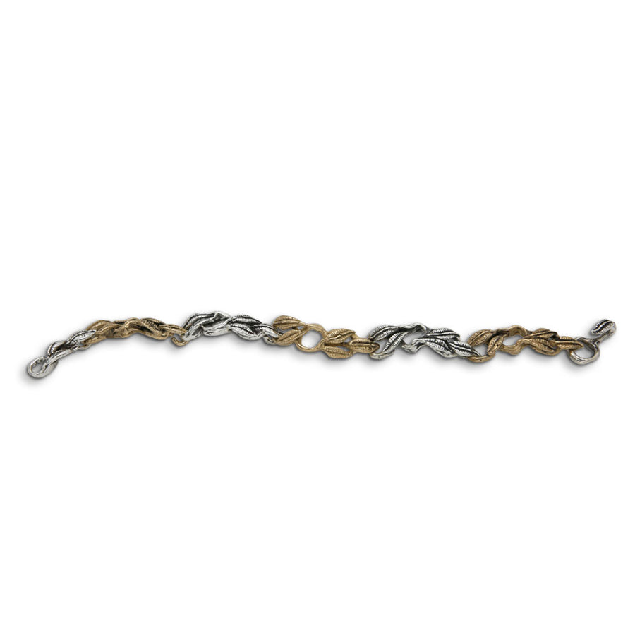 Bracciale  Regina snodato foglioline argento 925 e bronzo - BA031