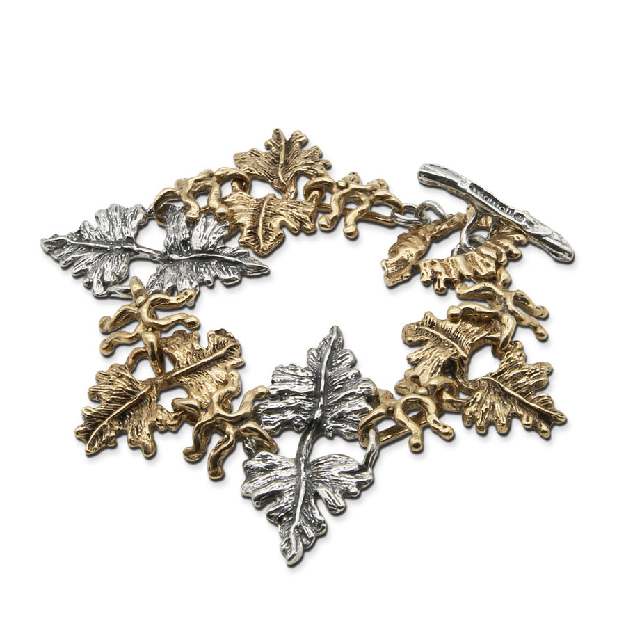 Bracciale snodato Edera argento 925 e bronzo - BA039
