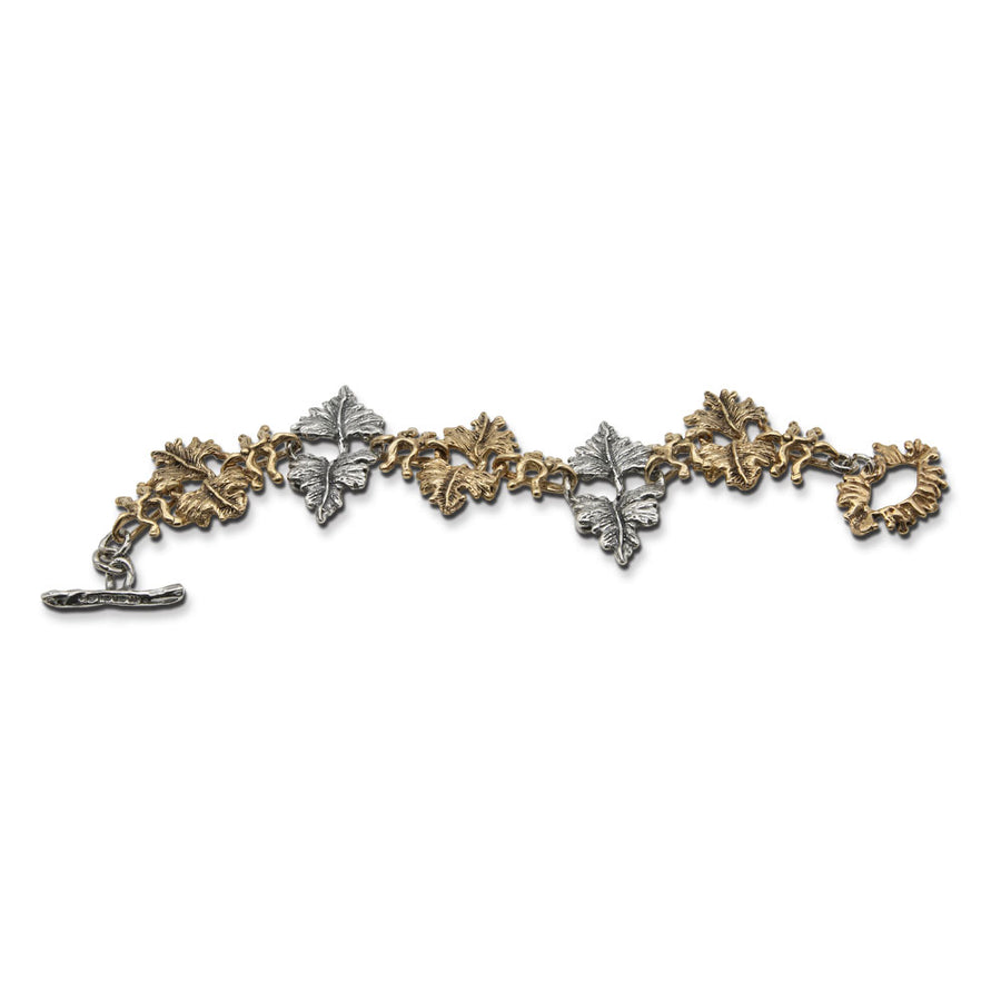 Bracciale snodato Edera argento 925 e bronzo - BA039