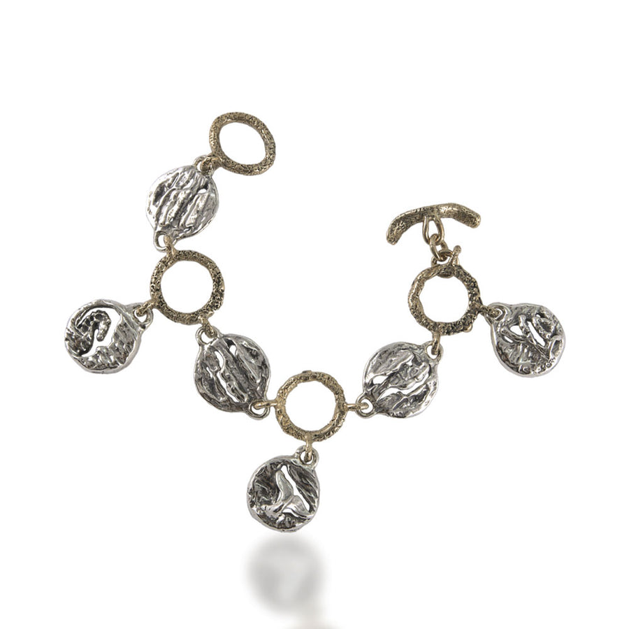 Bracciale snodato medaglie argento 925 e bronzo - BA040
