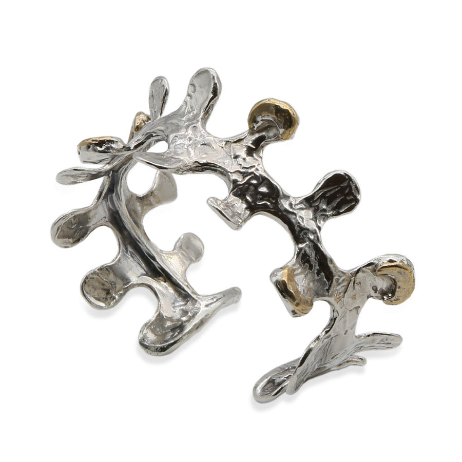 Bracciale rigido Puzzle  argento inserti in bronzo - BA041argento