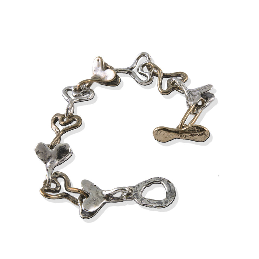 Bracciale maglie Code di balena argento 925 e  bronzo - BA042
