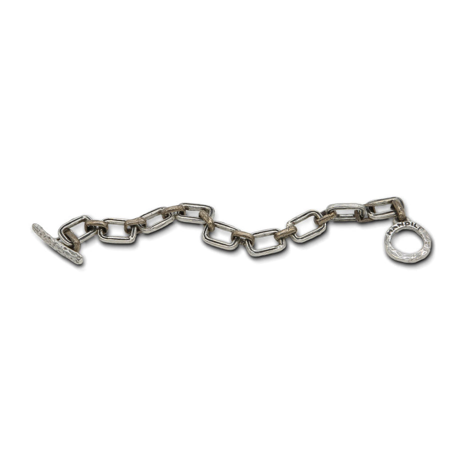 Bracciale  unisex catena  maglia rettangolare argento 925 e bronzo - BA047a
