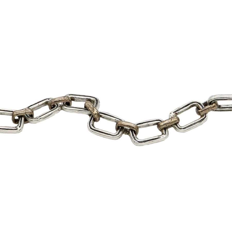 Bracciale  unisex catena  maglia rettangolare argento 925 e bronzo - BA047a