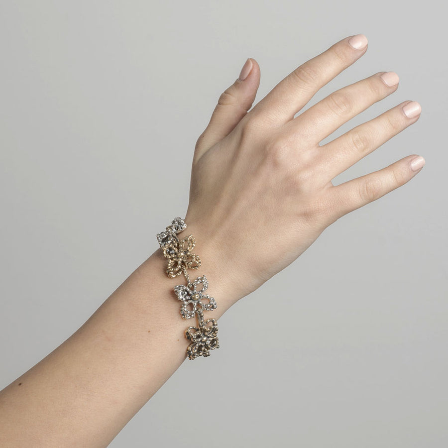 Bracciale "Gocce di Rugiada" in Argento 925 e Bronzo - Gioielli Artigianali Made in Italy- BA048