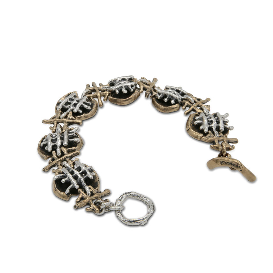 Bracciale snodato Ragnatela argento 925 e bronzo - BA049