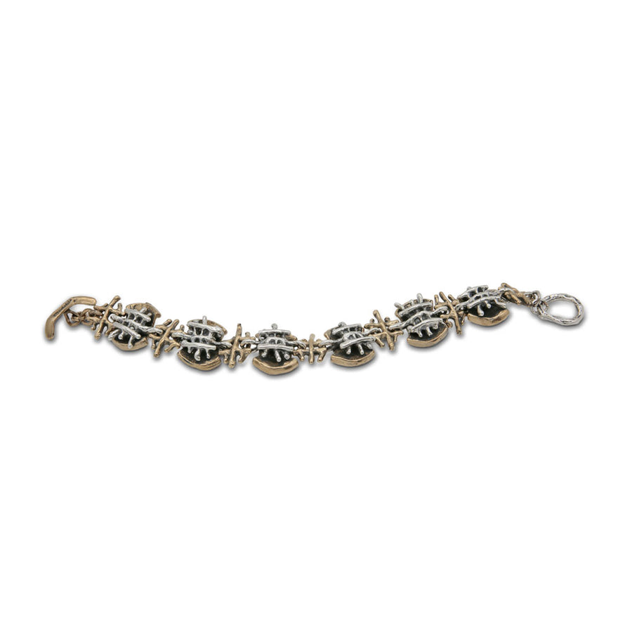 Bracciale snodato Ragnatela argento 925 e bronzo - BA049
