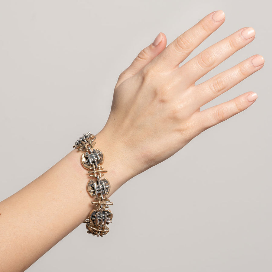 Bracciale snodato Ragnatela argento 925 e bronzo - BA049