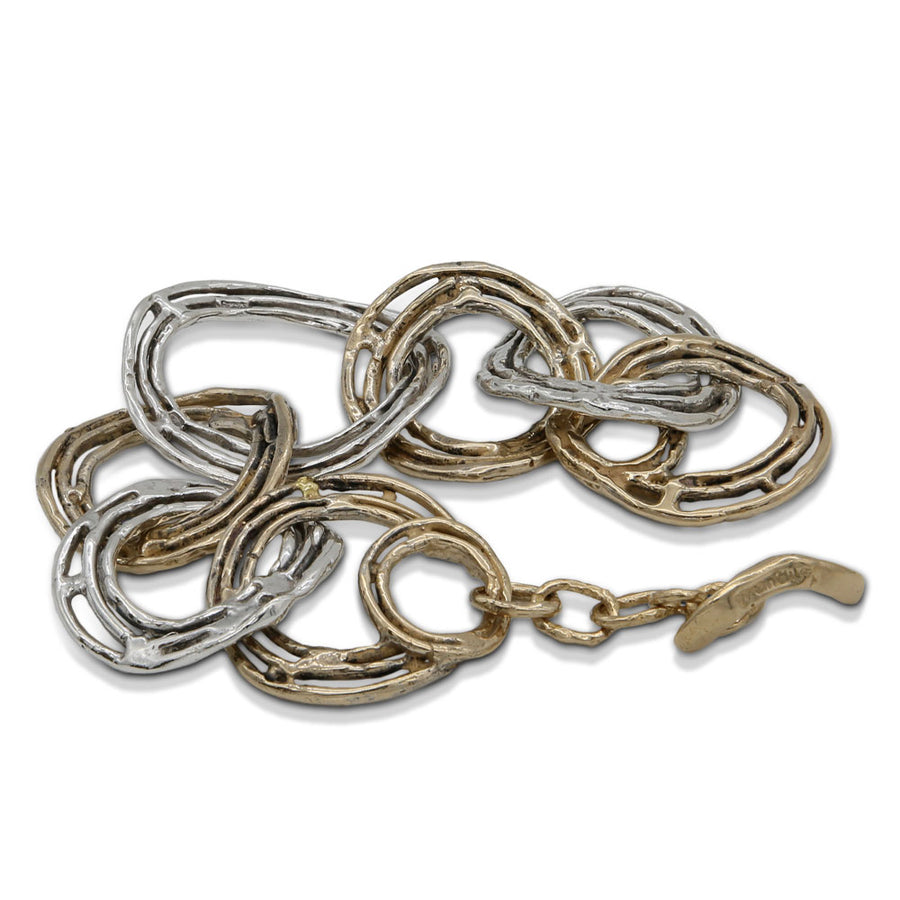 Bracciale maglie  cerchi argento 925 e bronzo - BA060