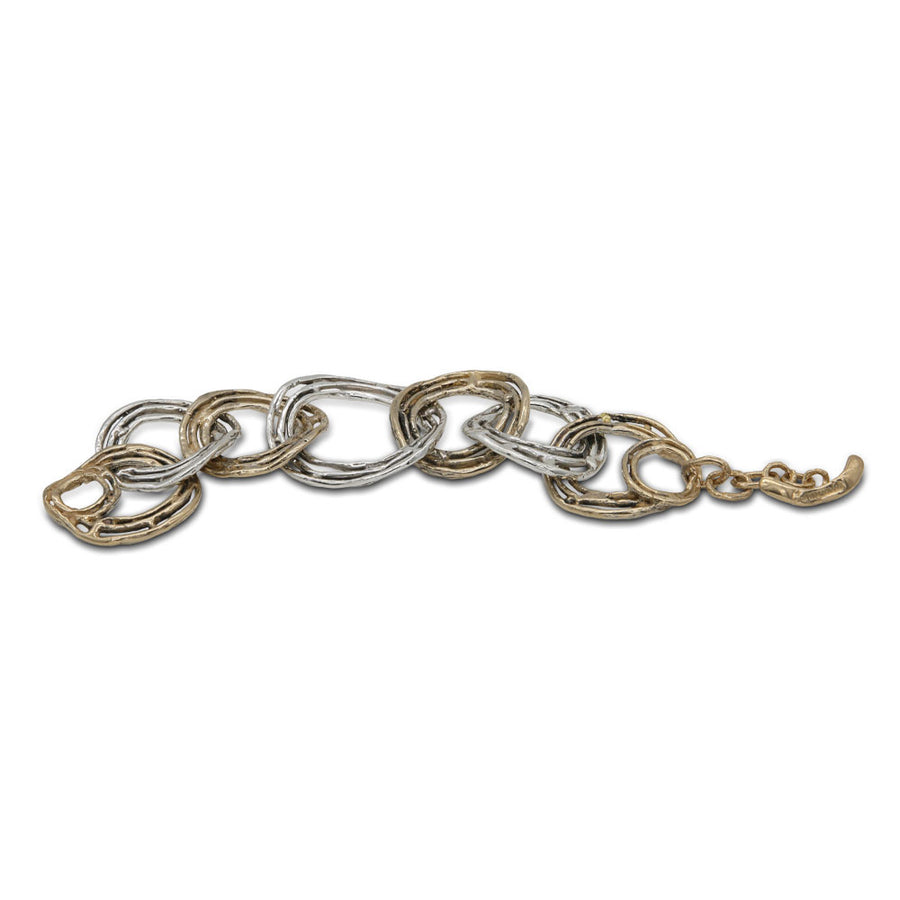 Bracciale maglie  cerchi argento 925 e bronzo - BA060