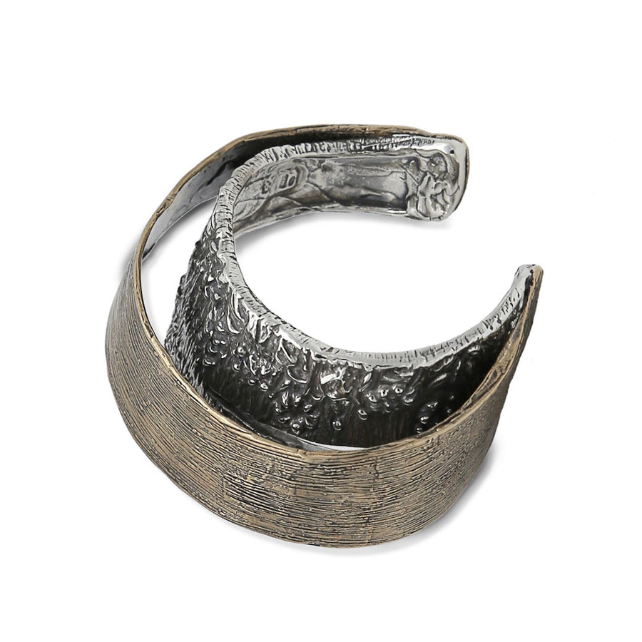 Bracciale rigido Giardino Segreto in argento 925 e bronzo – Gioiello artigianale Made in Italy- BA063