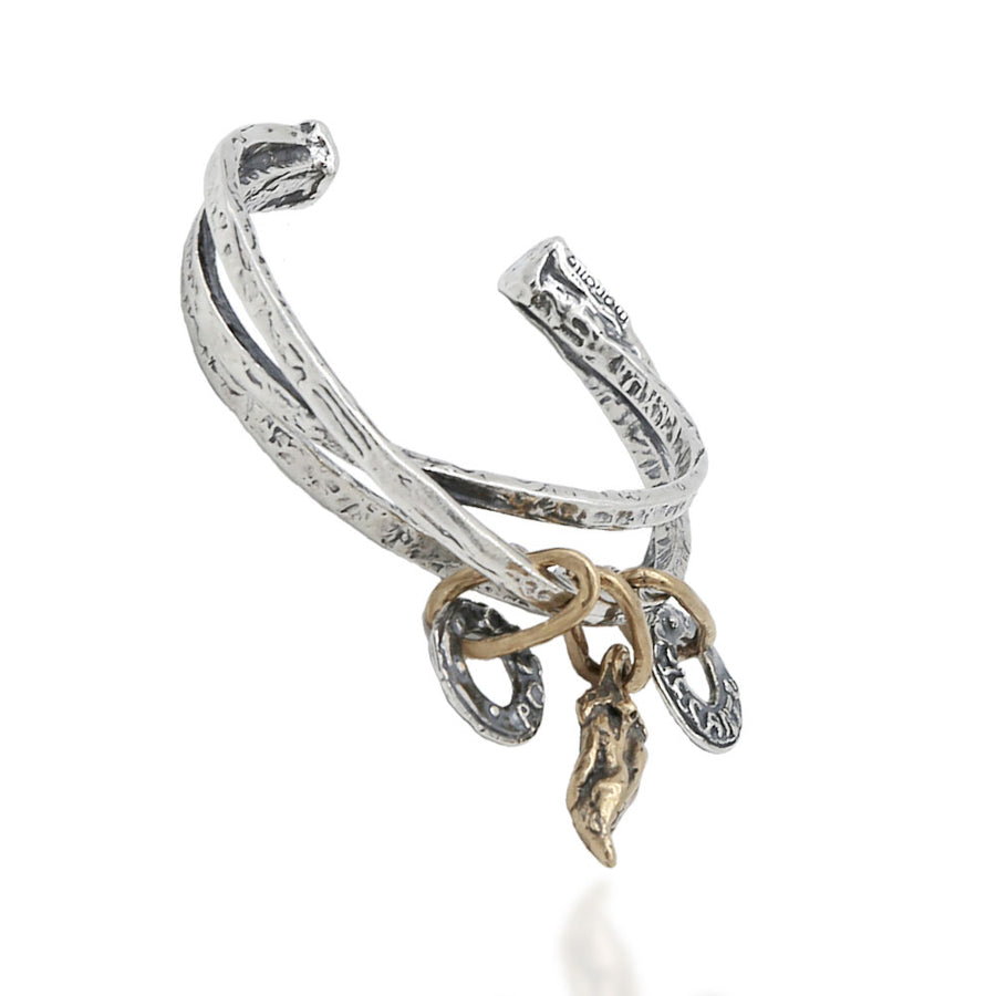 Bracciale rigido Rosso e piccante con charm argento 925 e bronzo - BA064