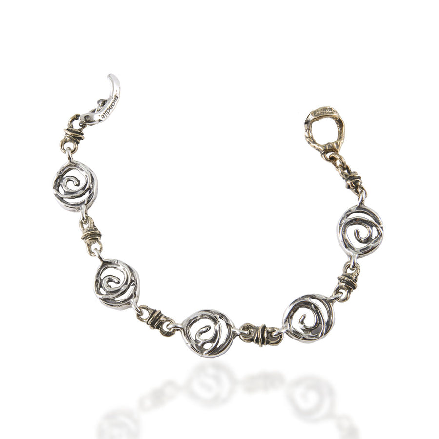 Bracciale maglia Spirali argento 925 e bronzo - BA065