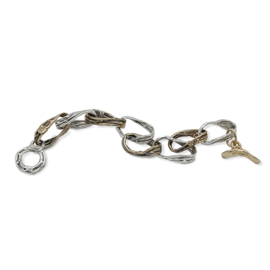 Bracciale maglie ritorte argento 925 e bronzo - BA075