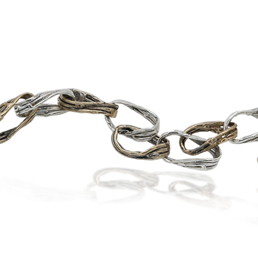 Bracciale maglie ritorte argento 925 e bronzo - BA075
