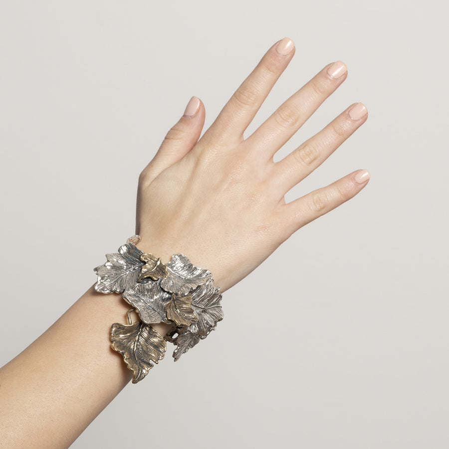 Bracciale rigido Edera argento 925 e bronzo - BA078
