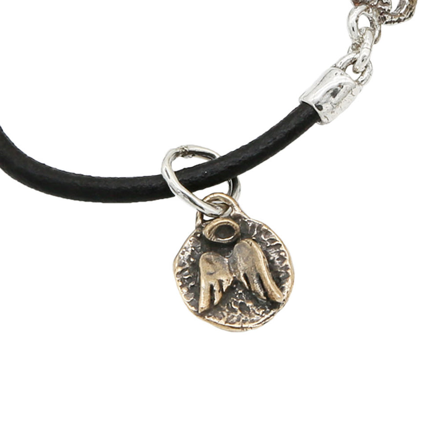 Bracciale unisex Sacro e profano cinturino cuoio medaglia bronzo -  BA080br