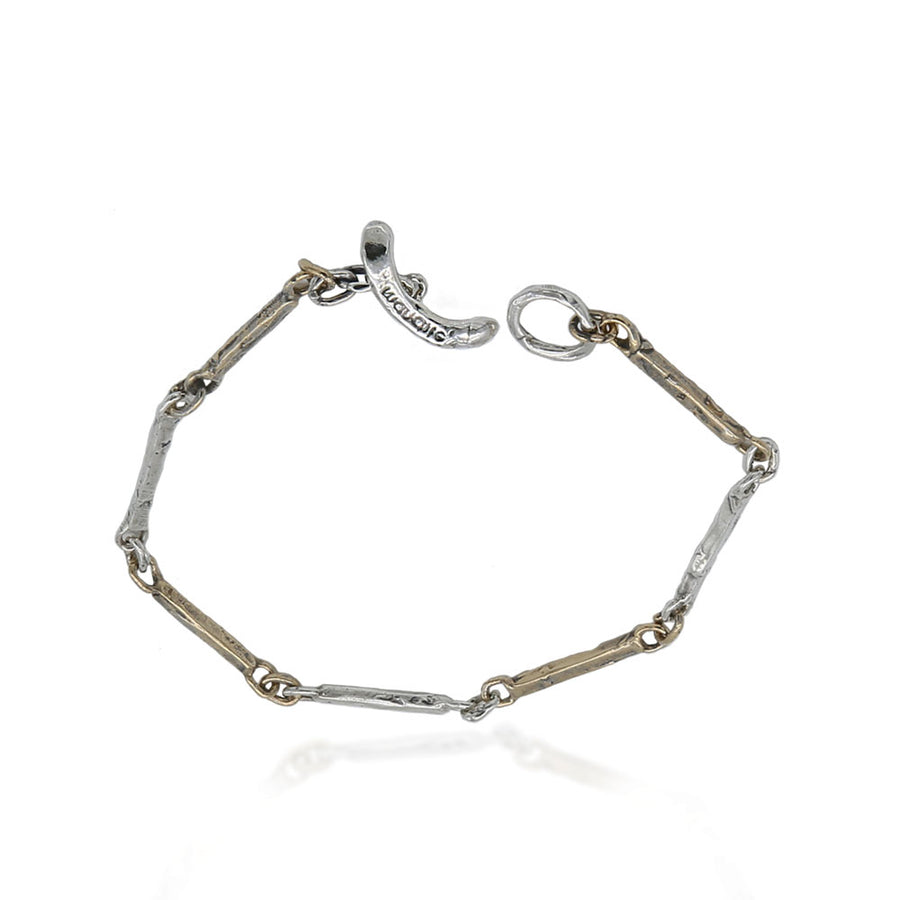 Bracciale unisex maglia barrette argento 925 e bronzo - BA082