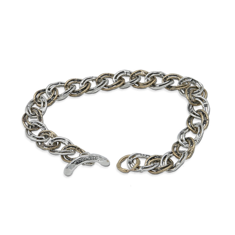 Bracciale unisex maglia gourmette argento 925 e bronzo - BA084