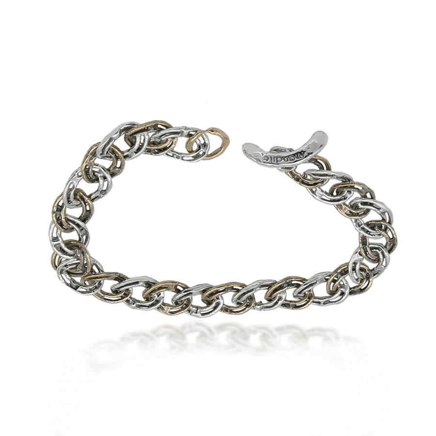 Bracciale unisex maglia gourmette argento 925 e bronzo - BA084