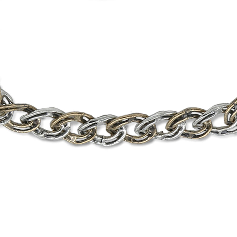 Bracciale unisex maglia gourmette argento 925 e bronzo - BA084
