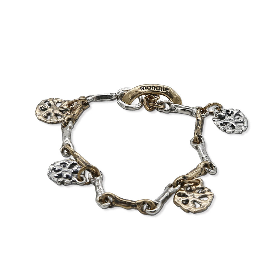 Bracciale unisex snodato charms Girandole argento 925 e bronzo - BA085girandole