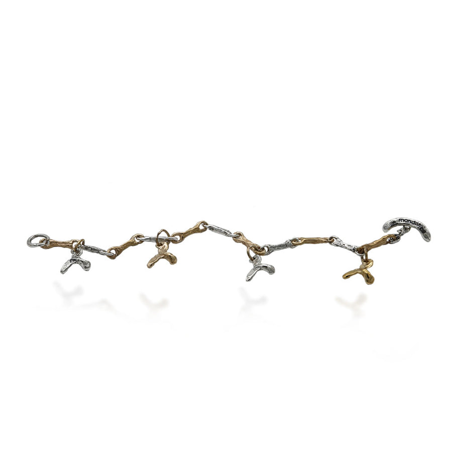 Bracciale unisex charm balena maglia argento 925 e bronzo -  BA085code balena
