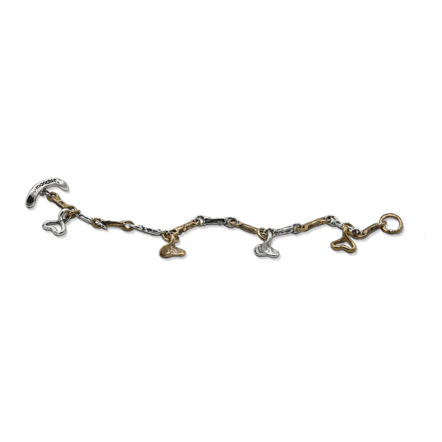 Bracciale maglia  charms cuoricini argento 925 e bronzo -  BA085cuori