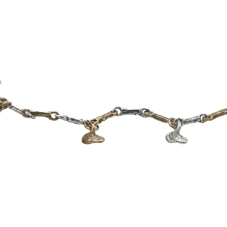 Bracciale maglia  charms cuoricini argento 925 e bronzo -  BA085cuori