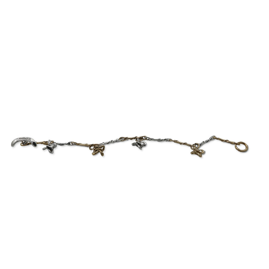 Bracciale maglia charm farfalle argento 925 e bronzo - BA086farfalle