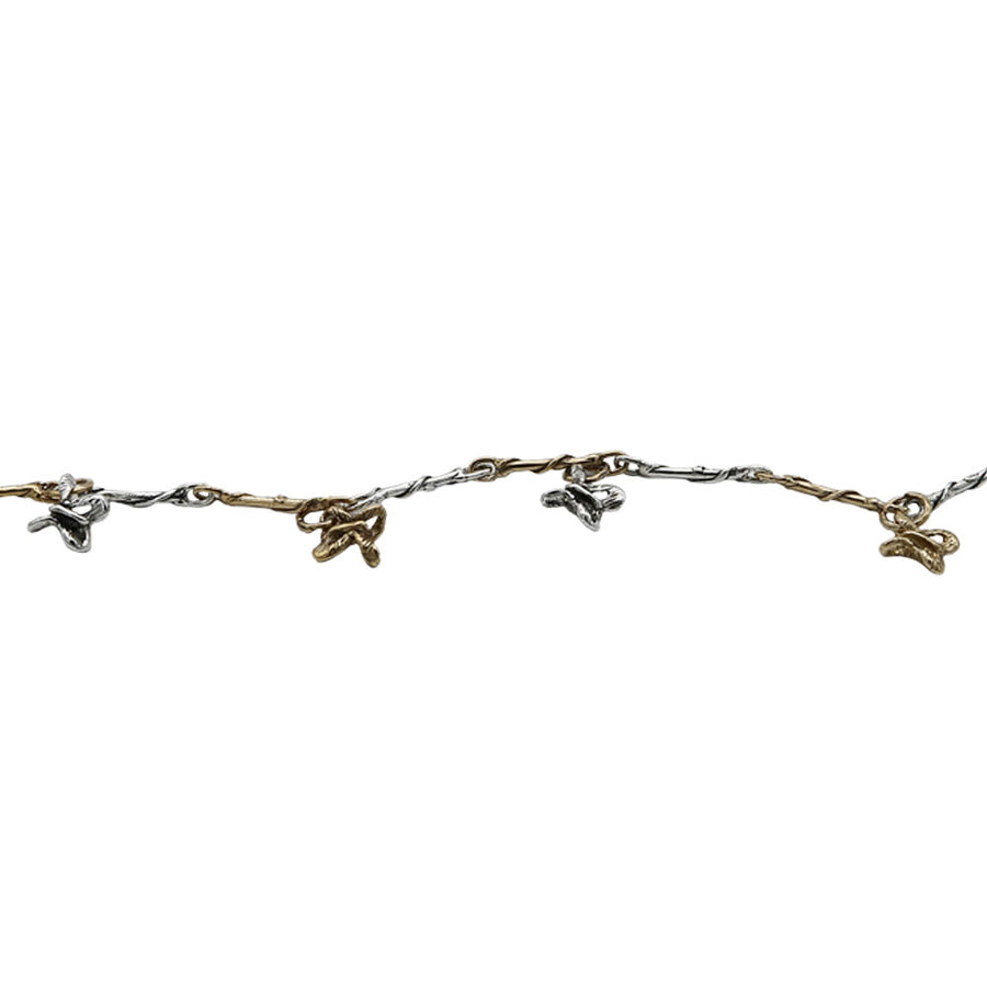 Bracciale maglia charm farfalle argento 925 e bronzo - BA086farfalle