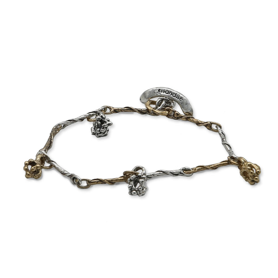 Bracciale unisex maglia charm lanterne argento 925 e bronzo  - BA086lanterne