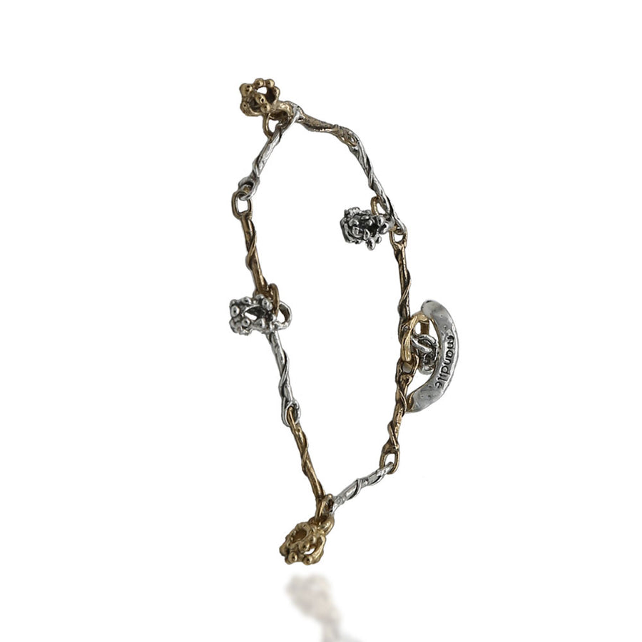 Bracciale unisex maglia charm lanterne argento 925 e bronzo  - BA086lanterne
