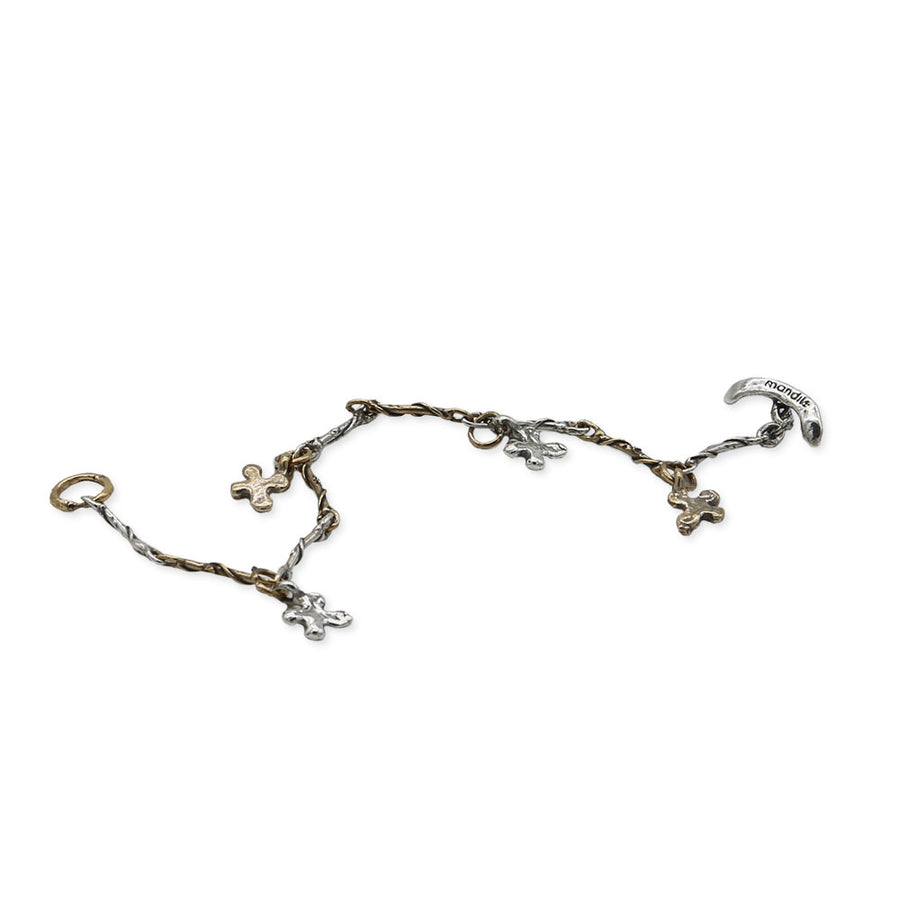 Bracciale snodato unisex charms puzzle maglia argento 925 e bronzo -  BA086puzzle