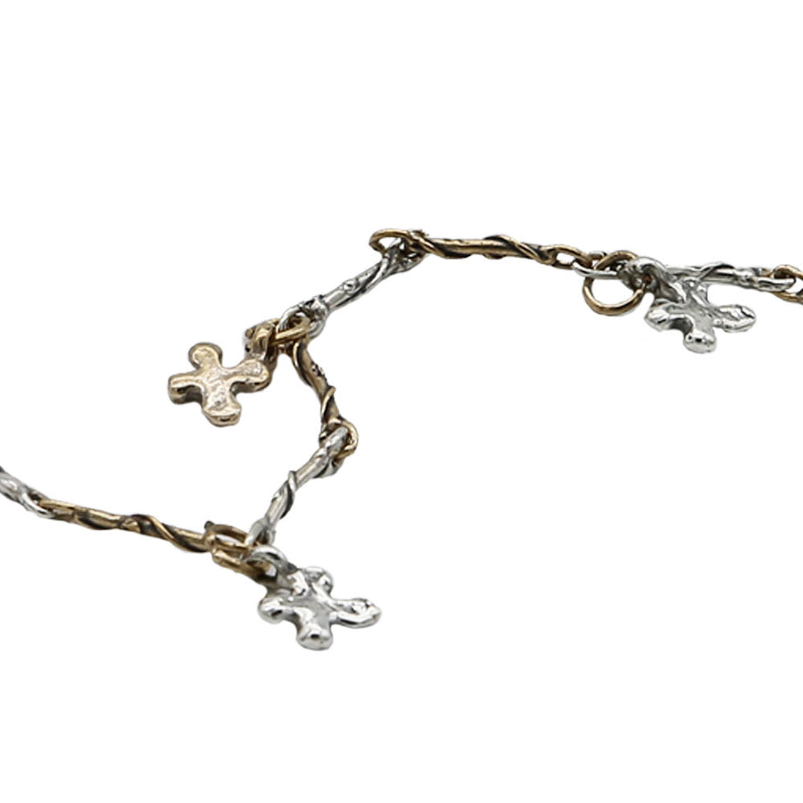 Bracciale snodato unisex charms puzzle maglia argento 925 e bronzo -  BA086puzzle
