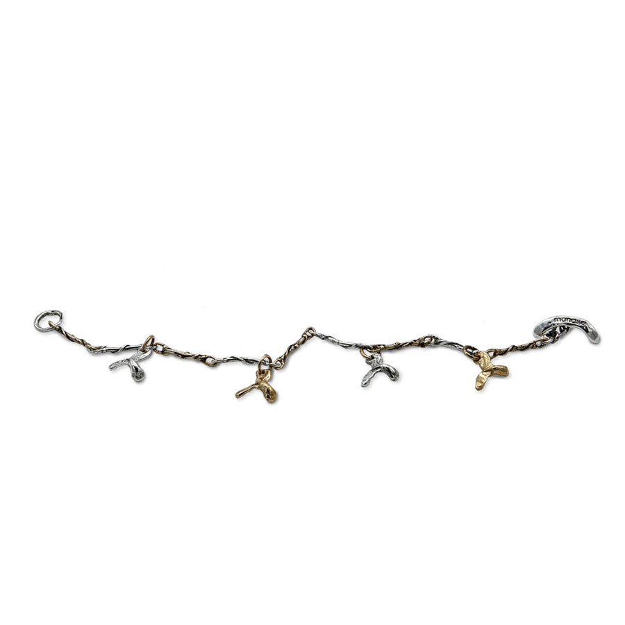 Bracciale unisex  maglia charm balena  argento 925 e bronzo - BA086balena