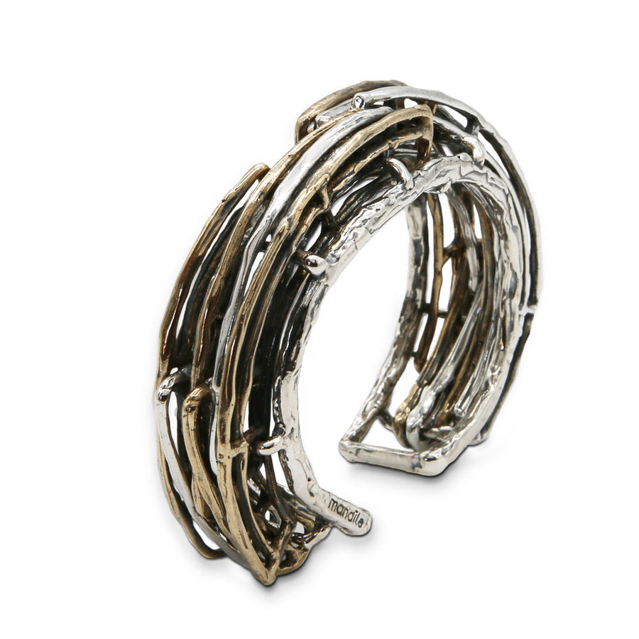 Bracciale rigido Inserti argento 925 e bronzo - BA088