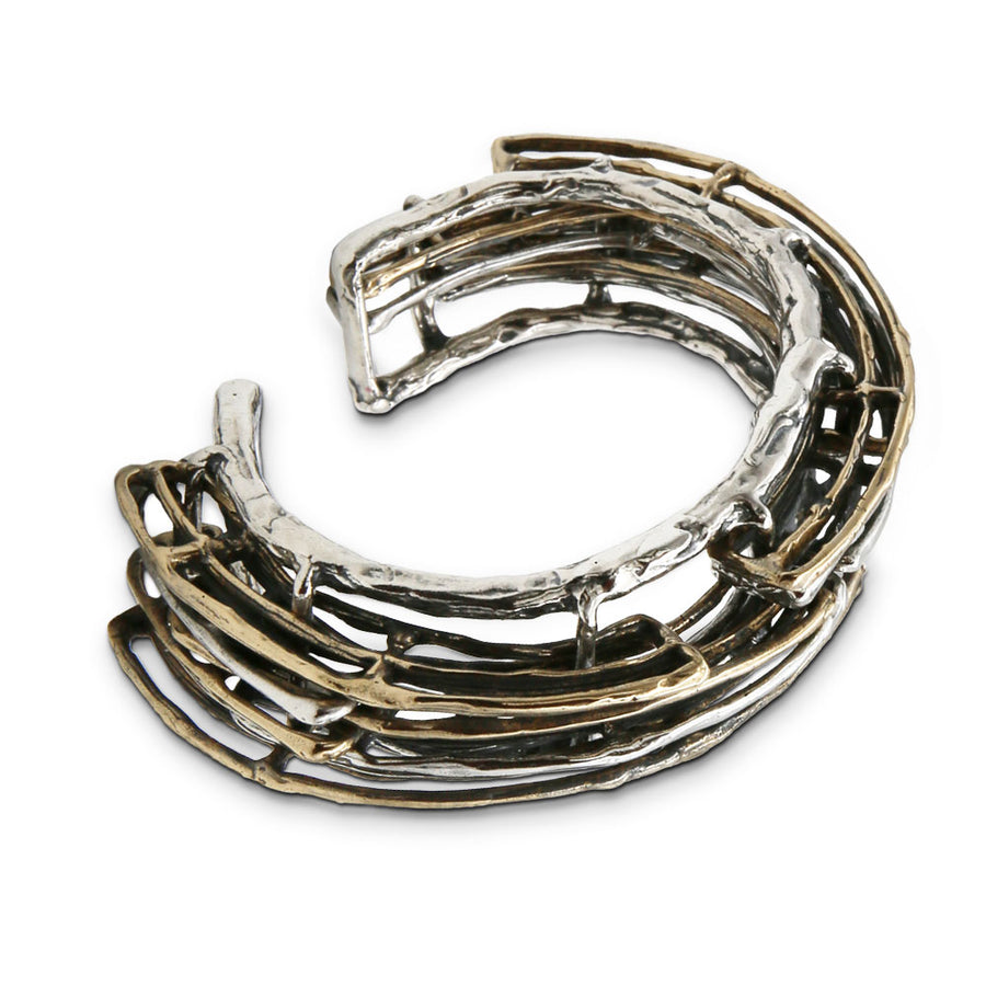 Bracciale rigido Inserti argento 925 e bronzo - BA088