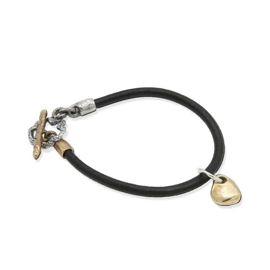 Bracciale unisex cinturino cuoio charm pepita bronzo - BA091br