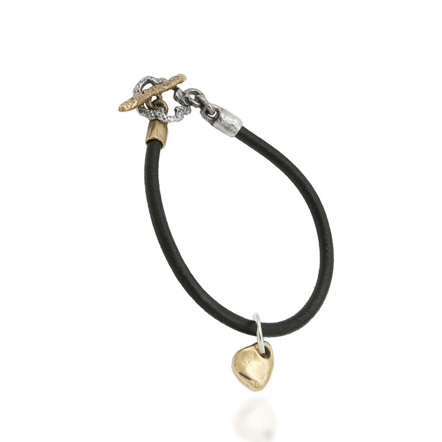 Bracciale unisex cinturino cuoio charm pepita bronzo - BA091br