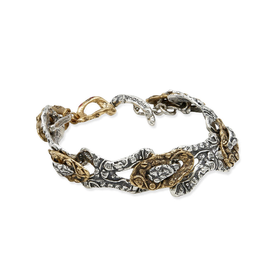 Bracciale snodato  Graffi di luce argento 925 e bronzo - BA093