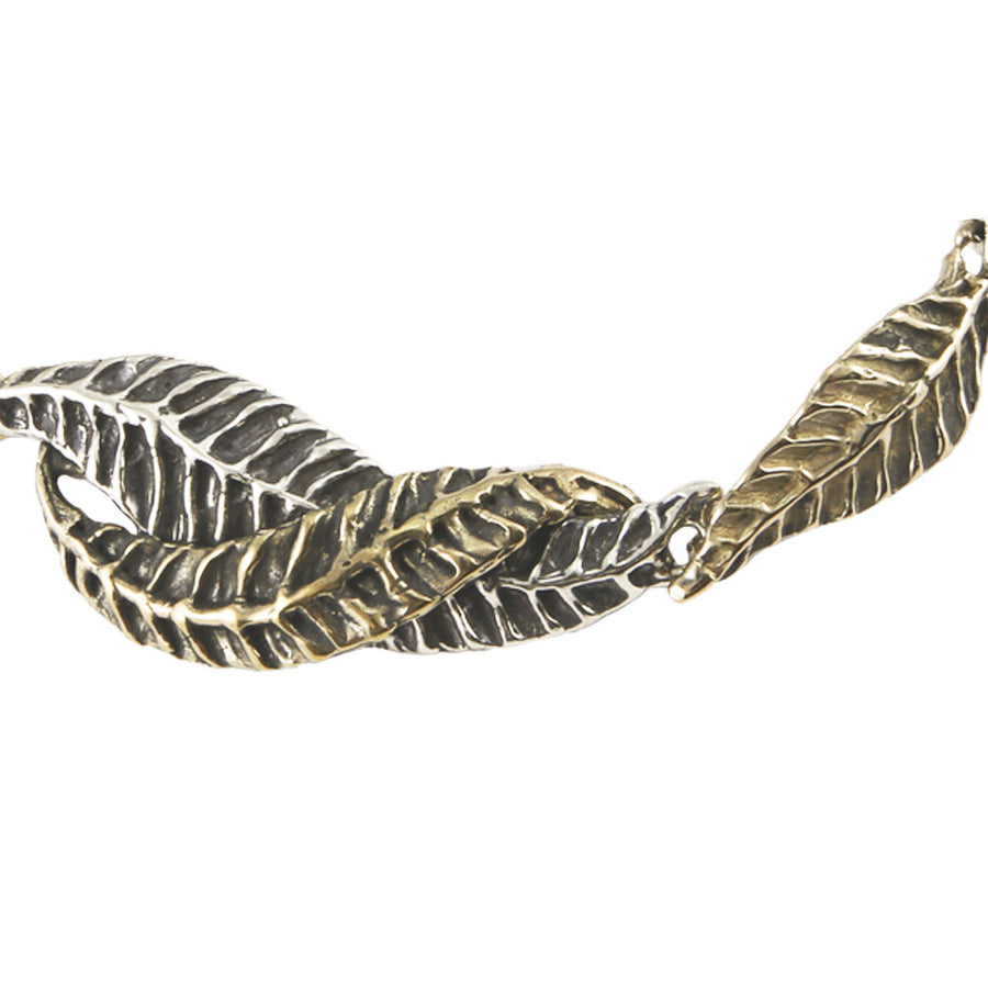 Bracciale semirigido Foglie lunghe argento 925 e bronzo - BA095