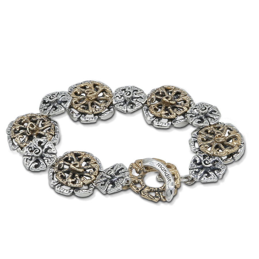 Bracciale snodato Girandole argento 925 e bronzo - BA107